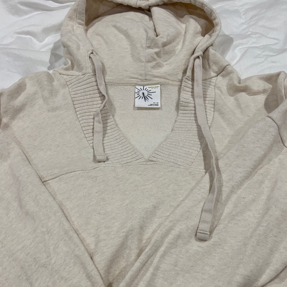 Aerie Offline Cream Hoodie Sweater Size M